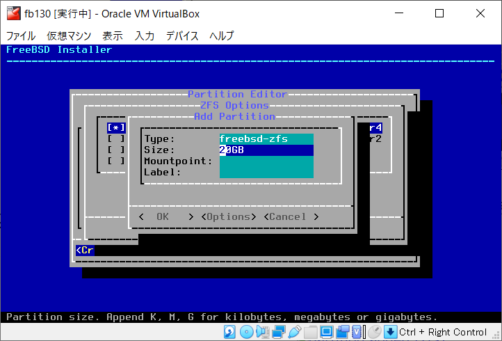 Add Partition (zfs)